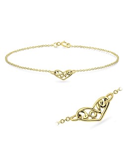 Gold Plated Heart and Love Silver Bracelet BRS-10-GP